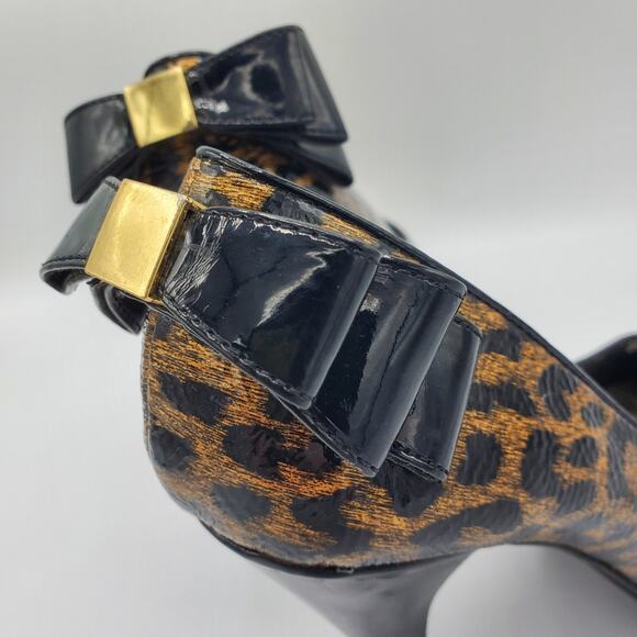 Steve Madden Pump High Heel Shoe Leopard Animal Print Accent Bow Women's Size 7 - Picture 4 of 7